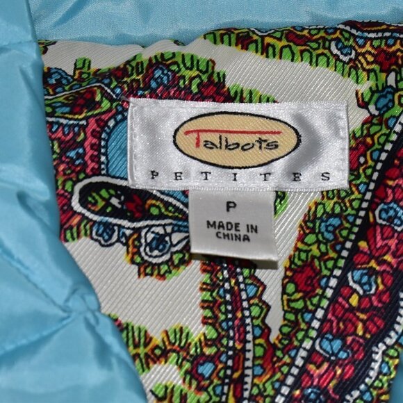 Talbots Button Up Quilted Puffer Vest Turquoise Size P - Picture 3 of 11